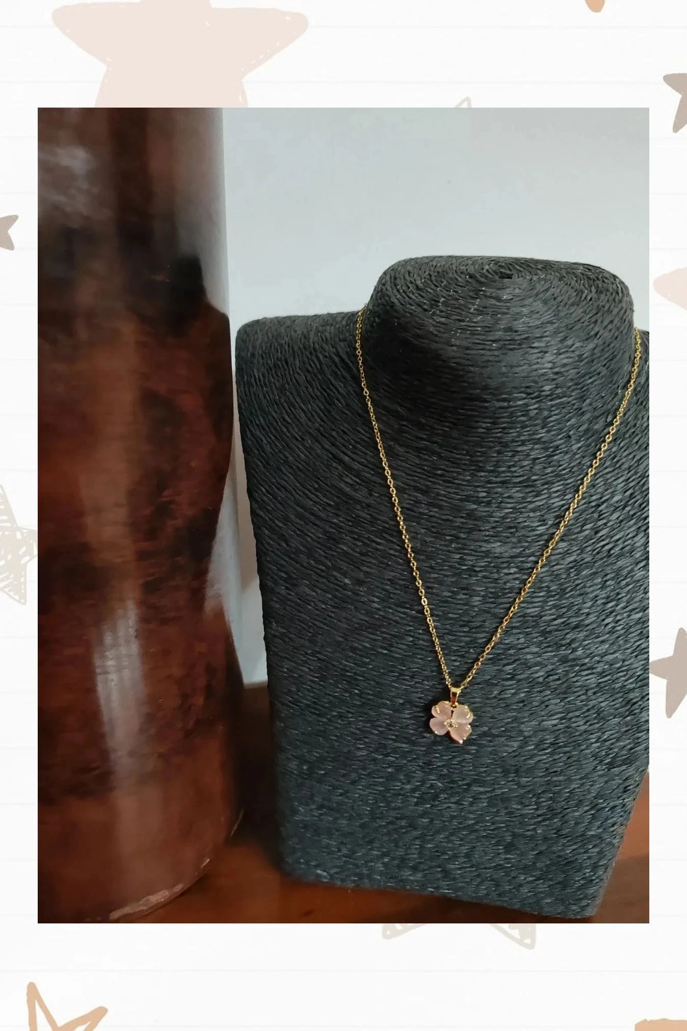 Collar trébol de cuatro hojas acero – photo 2